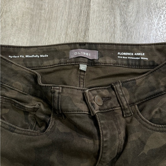 DL1961 Skinny Jeans Women Size 27 Army Green Camo Florence Ankle Mid Rise - Picture 5 of 13